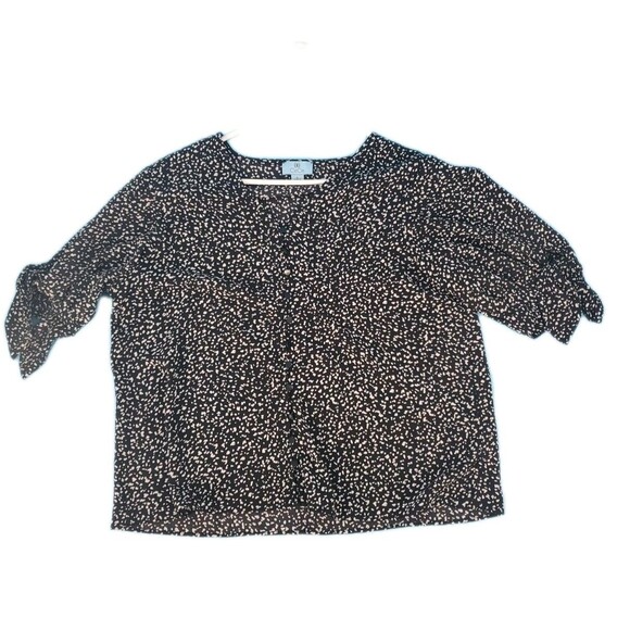 Womens XL Lightweight Top Short Sleeve V-Neck Flowy  Button Front Teacher  CeCe - Picture 7 of 16